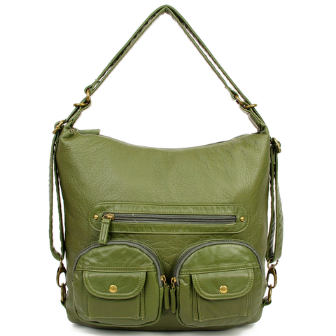 Convertible Crossbody Backpack - Army Green