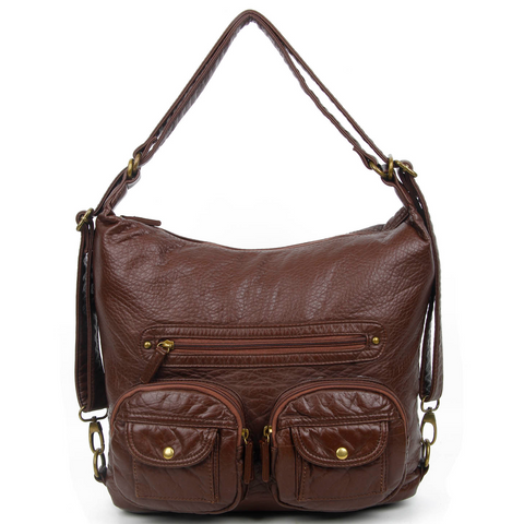 Convertible Crossbody Backpack - Chocolate Brown