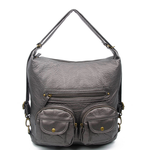 Convertible Crossbody Backpack - Dark Silver