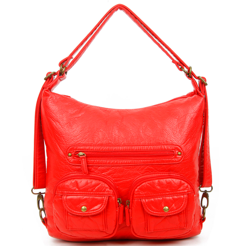 Convertible Crossbody Backpack - Poppy Red