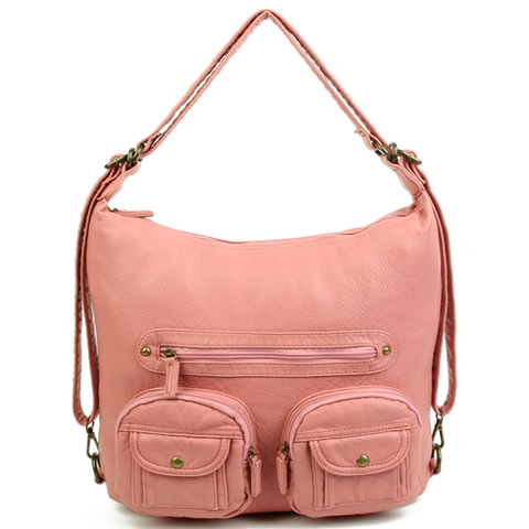 Convertible Crossbody Backpack - Rose Pink