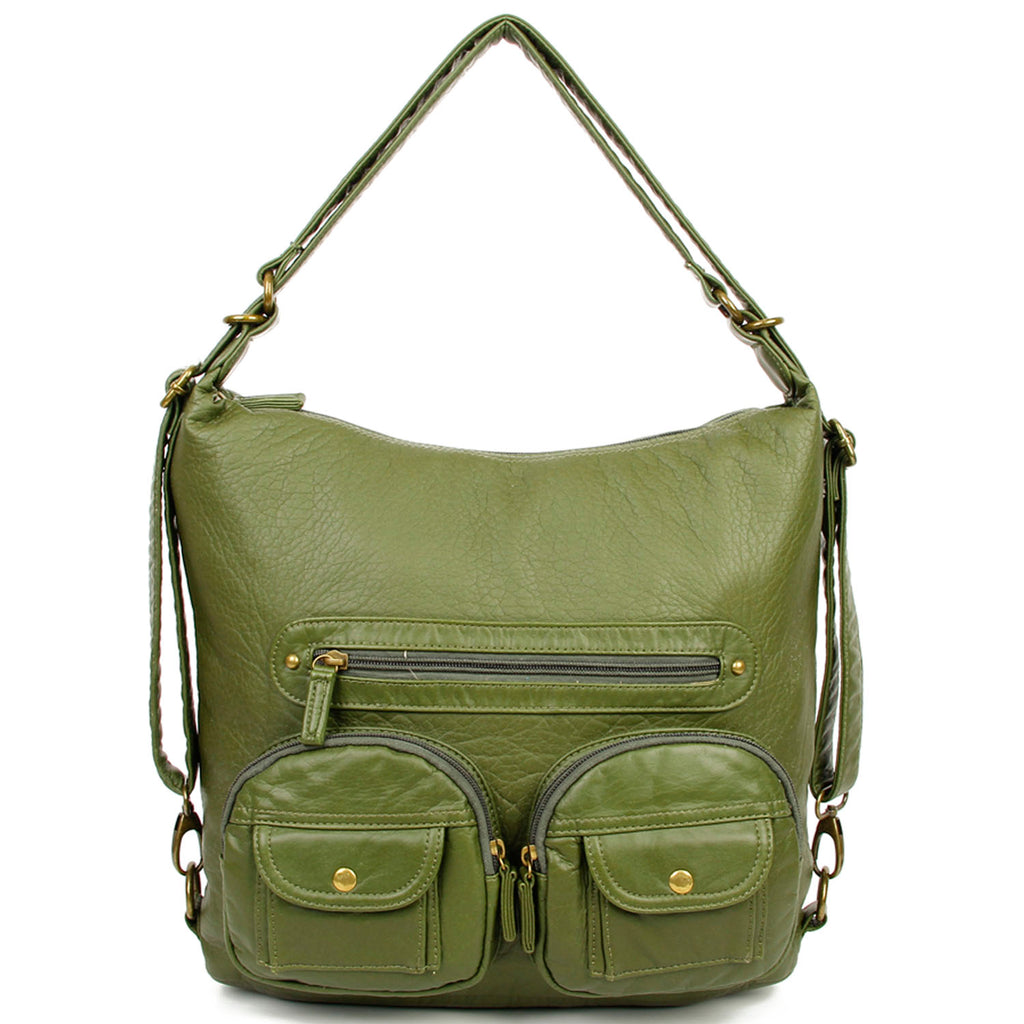 Convertible Soft Vegan Leather 3 in 1 Crossbody Backpack Bag