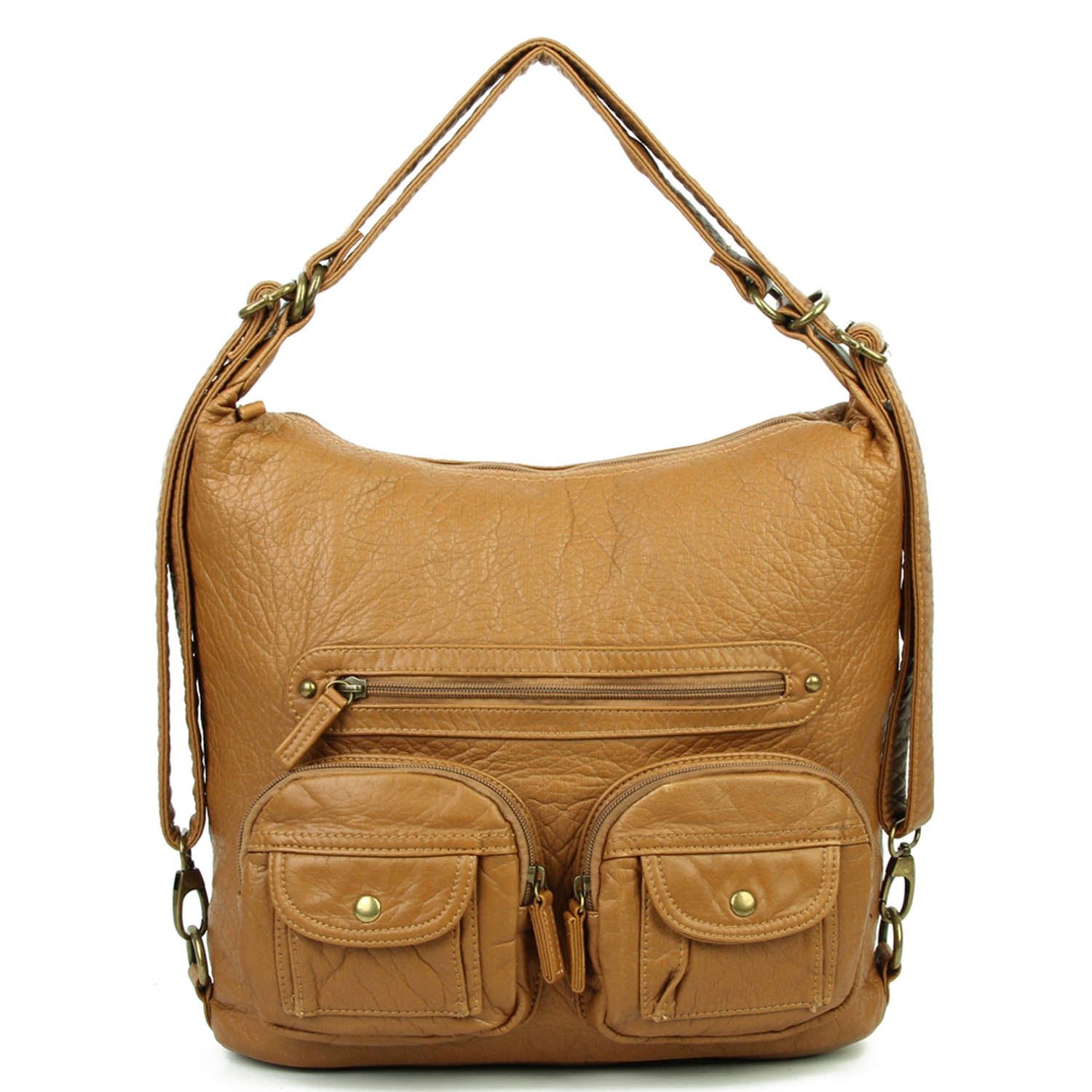 Convertible Soft Vegan Leather 3 in 1 Crossbody Backpack Bag