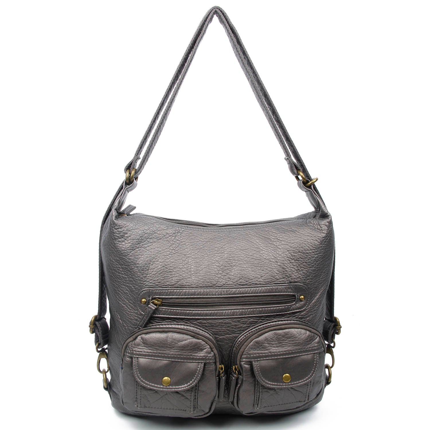 3 in 1 black leather backpack messenger bag Convertible Soft Vegan Leather 3 in 1 Crossbody Backpack Bag