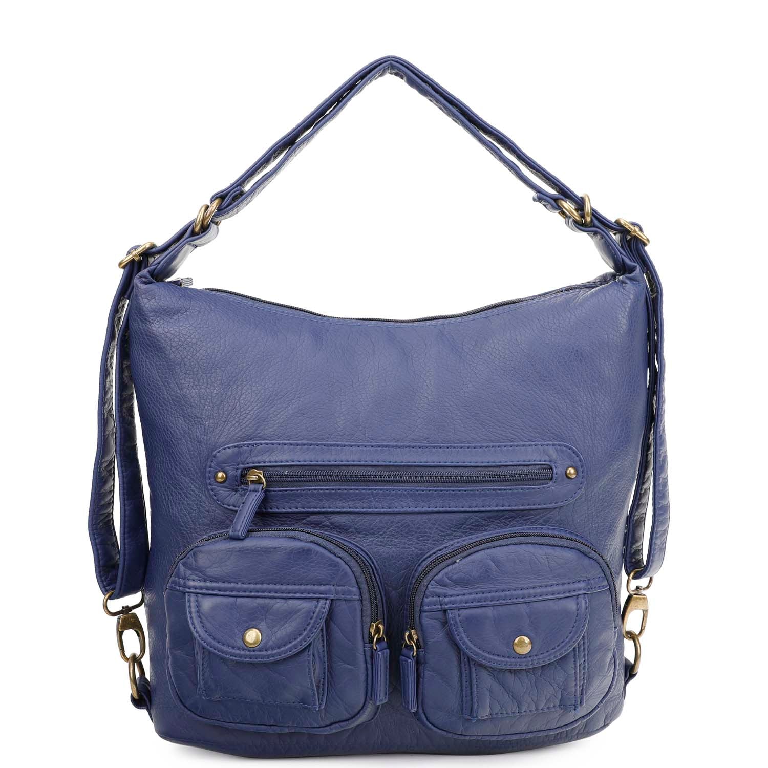 Convertible Soft Vegan Leather 3 in 1 Crossbody Backpack Bag