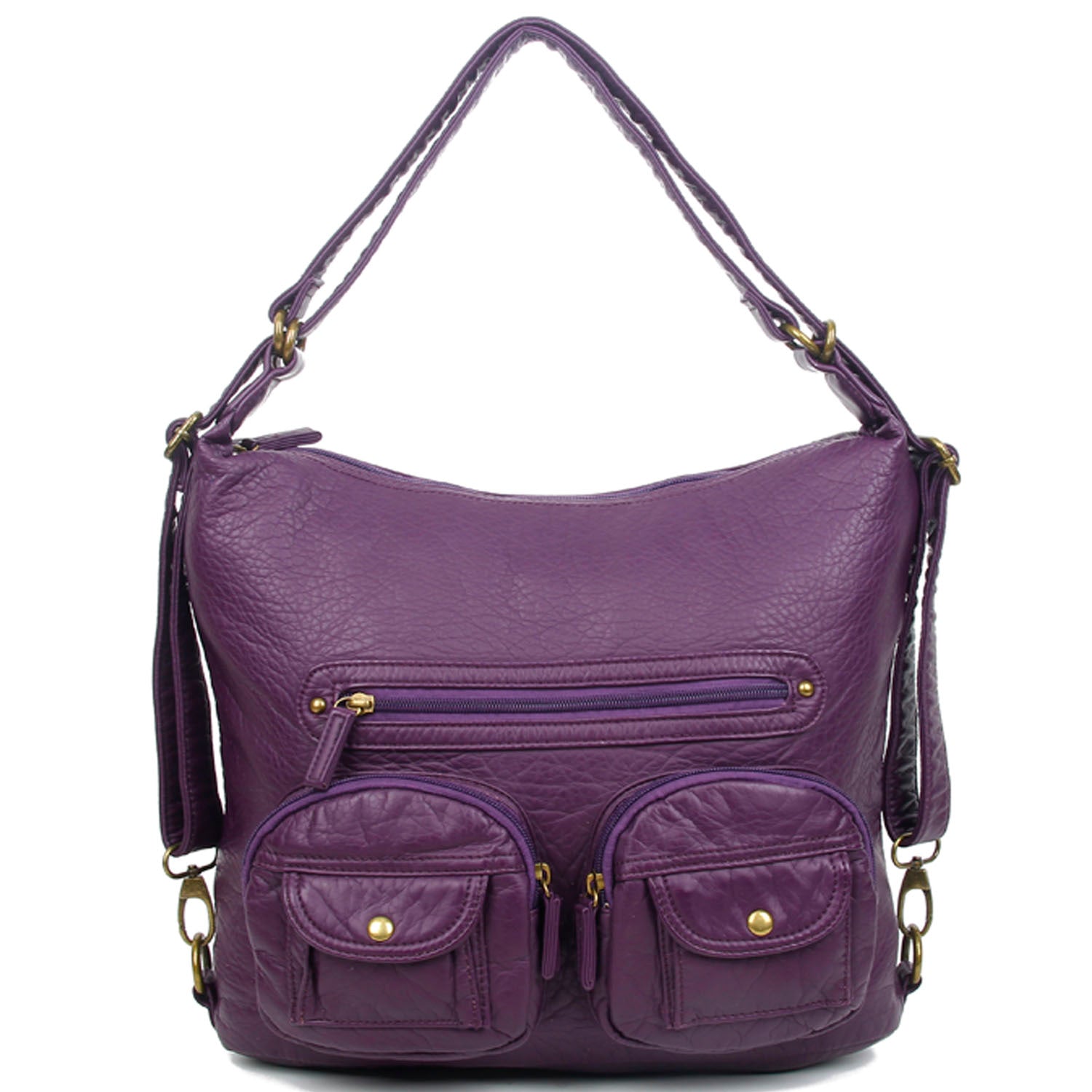 Convertible Soft Vegan Leather 3 in 1 Crossbody Backpack Bag
