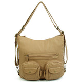 Convertible Soft Vegan Leather 3 in 1 Crossbody Backpack Bag