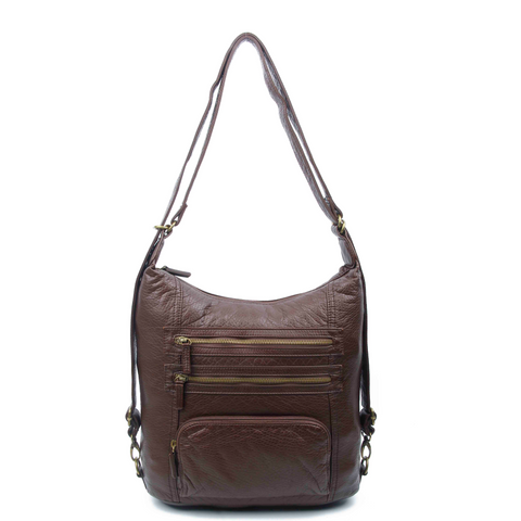 The Lisa Convertible Backpack Crossbody - Chocolate Brown