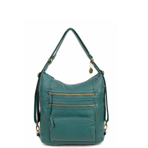 The Lisa Convertible Backpack Crossbody - Forest Green