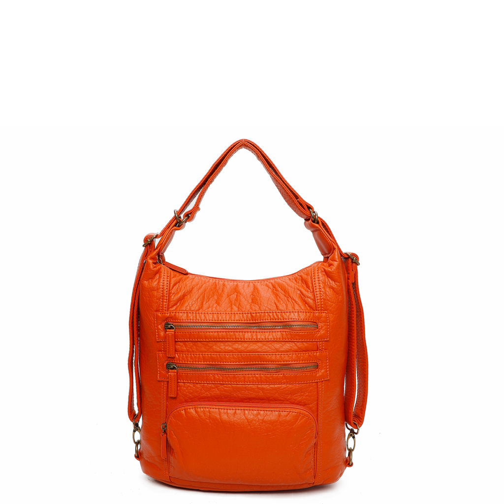 The Lisa Convertible Backpack Crossbody - Orange