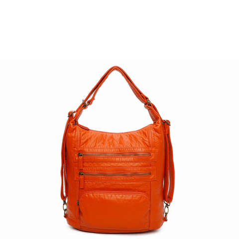 The Lisa Convertible Backpack Crossbody - Orange