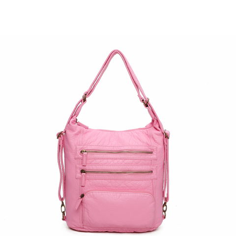 The Lisa Convertible Backpack Crossbody - Bubble Gum Pink