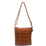 The Camile Three Zip Crossbody - Brown