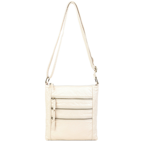 The Camile Three Zip Crossbody - Champagne