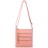 The Camile Three Zip Crossbody - Peach