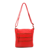 The Camile Three Zip Crossbody - Poppy Red