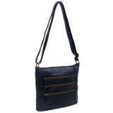 The Camile Three Zip Crossbody - Black