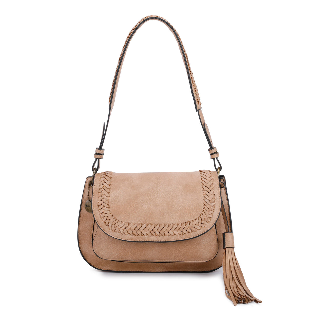Alice Classic Vegan Leather Saddle Satchel Woven Bag