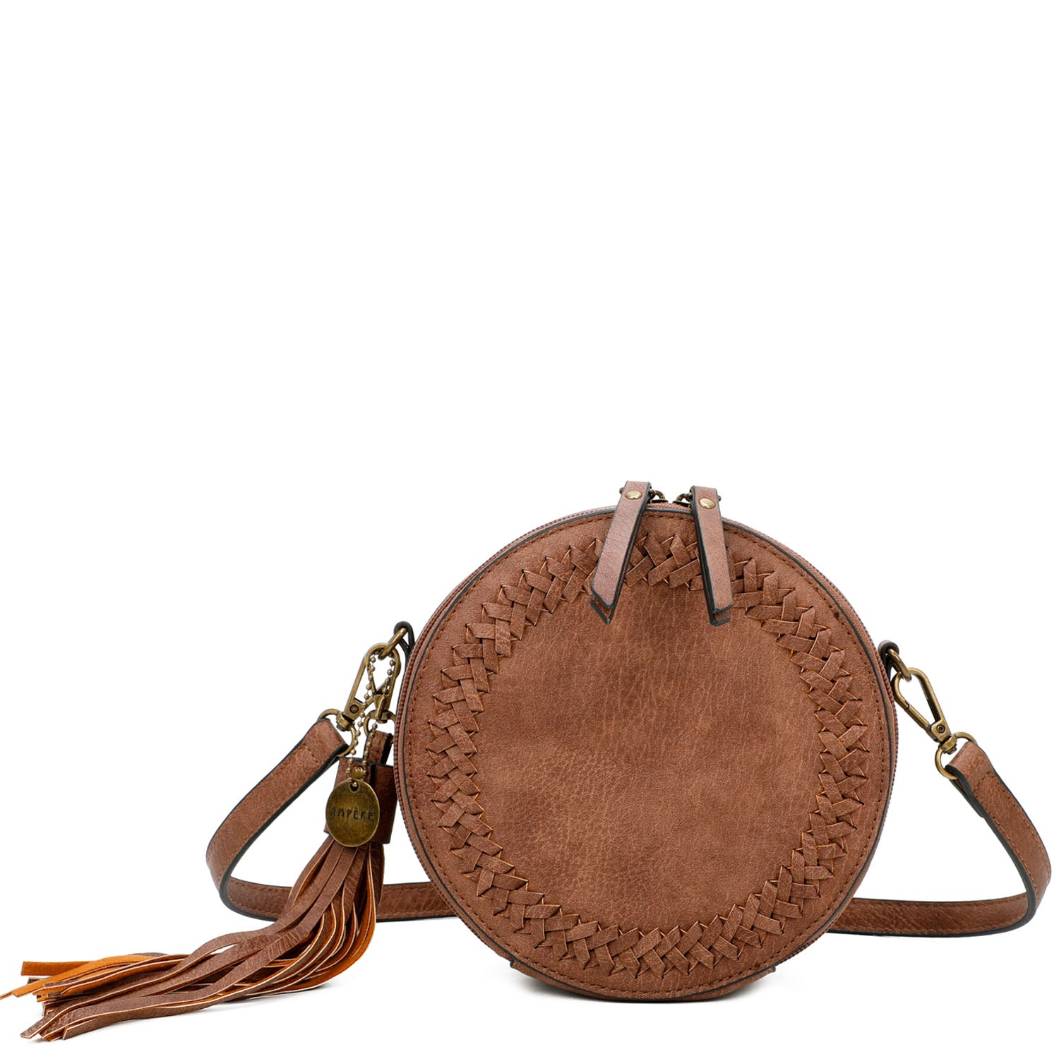 The Suzie Classic Vegan Leather Woven Rounded Crossbody Bag