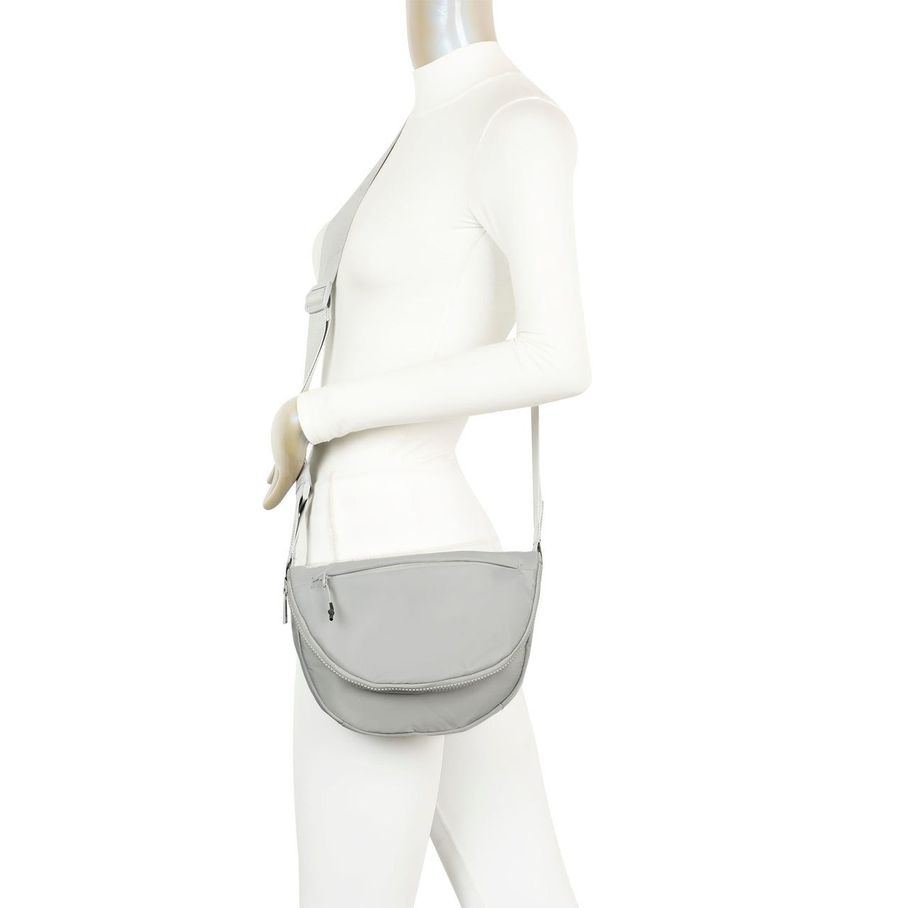 Hailey's Large Half Circle Nylon Bum Fanny Bag - Light Grey