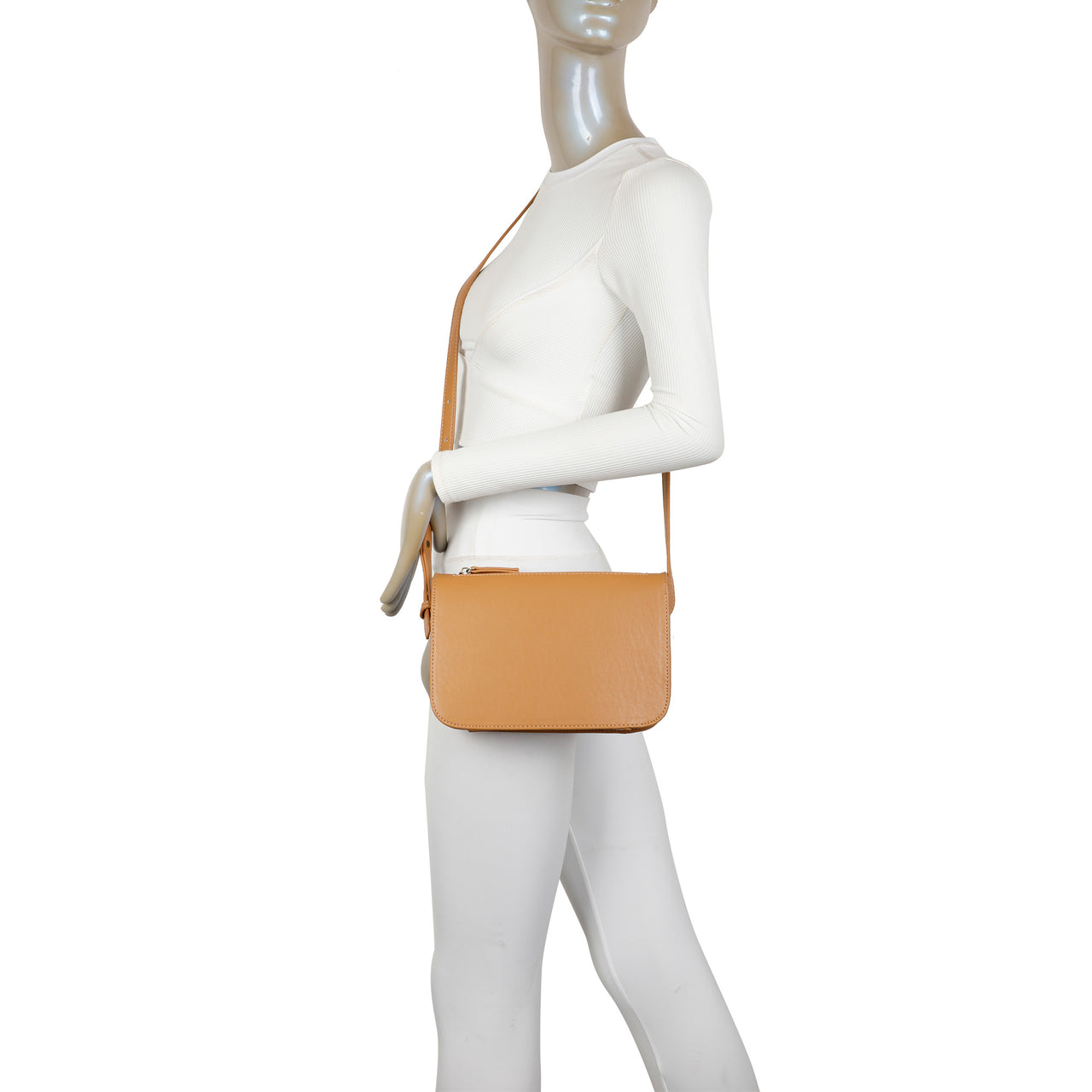 Poppy Biodegradable Vegan Leather Single Zip Crossbody - Tan