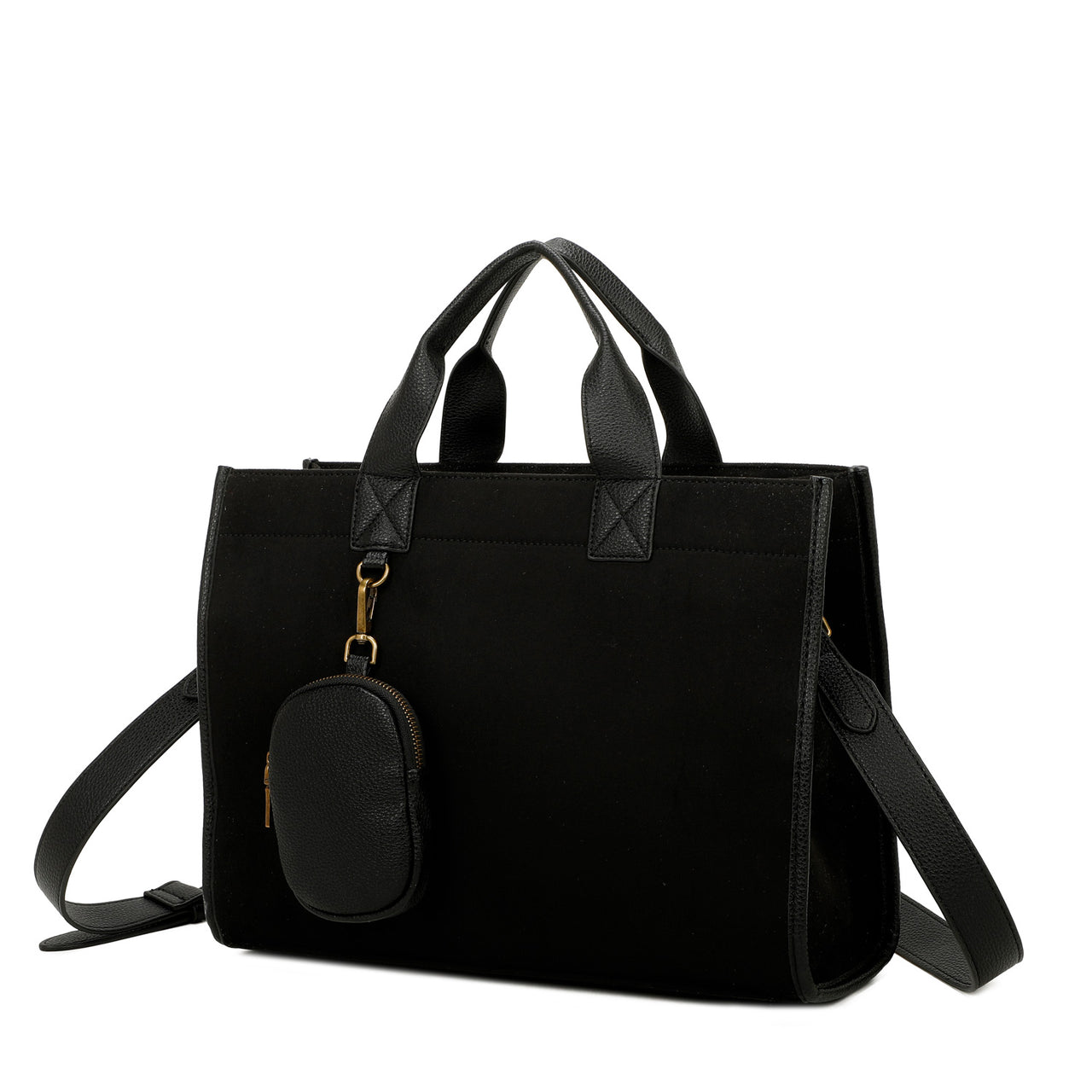 Tiara Vegan Leather Adjustable Strap and mini-bag Suede Tote