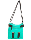 Greta Two Tone Soft Vegan Crossbody - Aqua