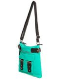 Greta Two Tone Soft Vegan Crossbody - Aqua