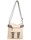 Greta Two Tone Soft Vegan Crossbody - Taupe