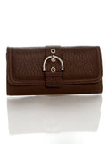 Long Clutch Purse Card Holder Wallet - Brown - Ampere Creations