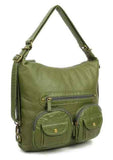 Convertible Crossbody Backpack - Army Green - Ampere Creations