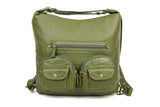 Convertible Crossbody Backpack - Army Green - Ampere Creations