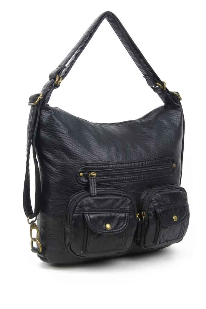 Ampere Creations Convertible Backpack Crossbody Purse Black