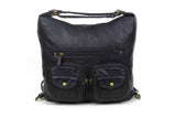 Convertible Crossbody Backpack - Black - Ampere Creations