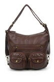 Convertible Crossbody Backpack - Chocolate Brown - Ampere Creations