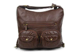 Convertible Crossbody Backpack - Chocolate Brown - Ampere Creations