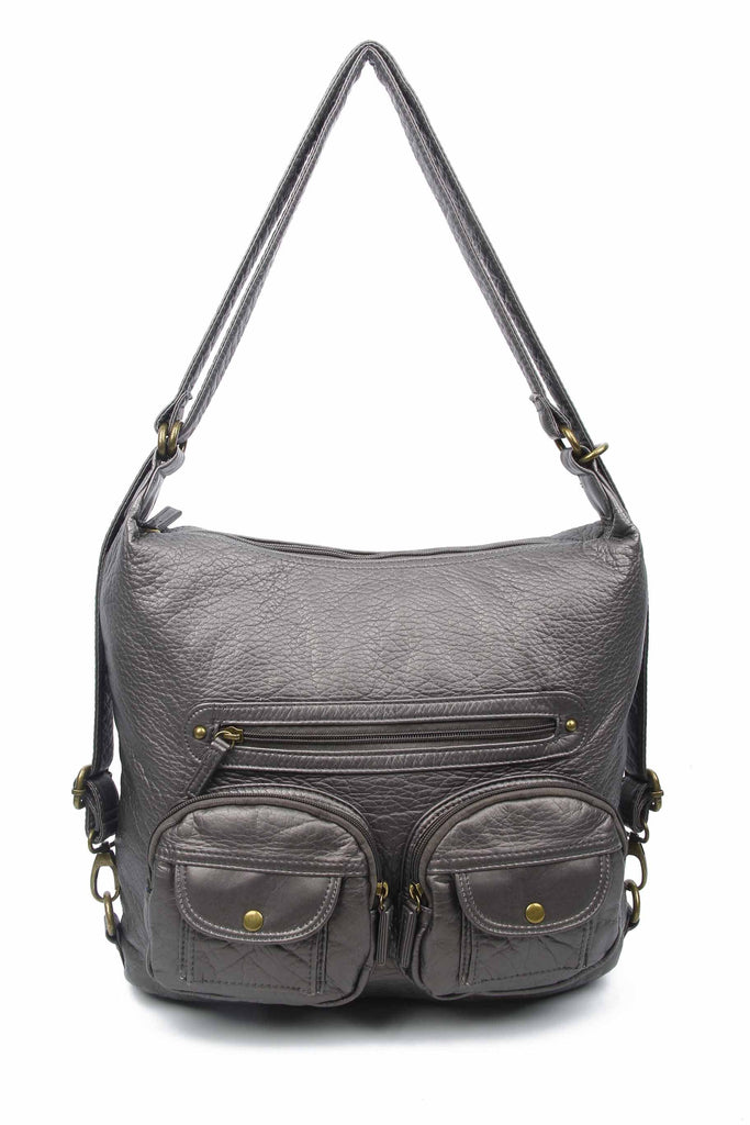 Black with Silver Hardware Convertible Crossbody