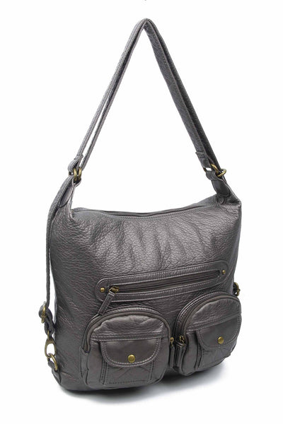 Convertible Crossbody Backpack - Dark Silver – Ampere Creations