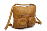 Convertible Crossbody Backpack - Light Brown - Ampere Creations