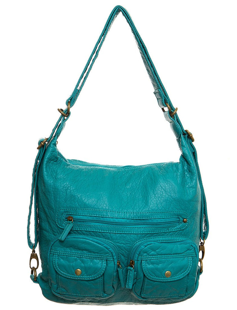Convertible Crossbody Backpack - Light Blue - Ampere Creations