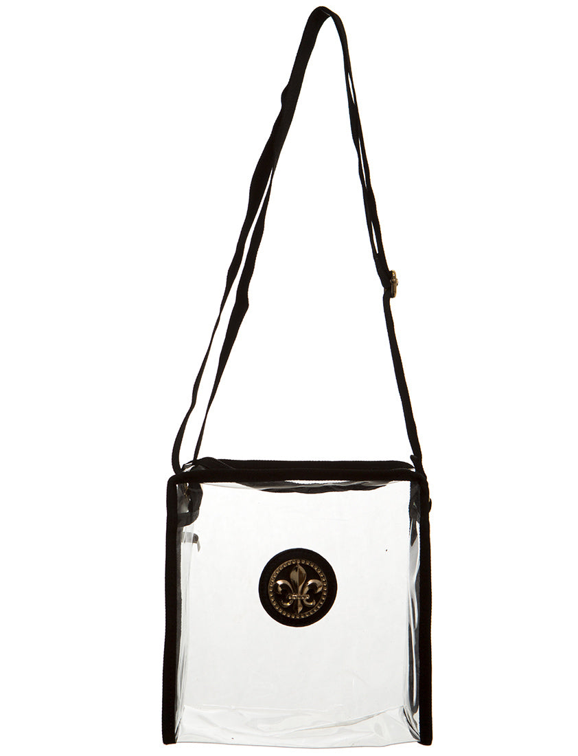 Stadium Approved Vinyl Clear Crossbody Bag Fleur de lis logo