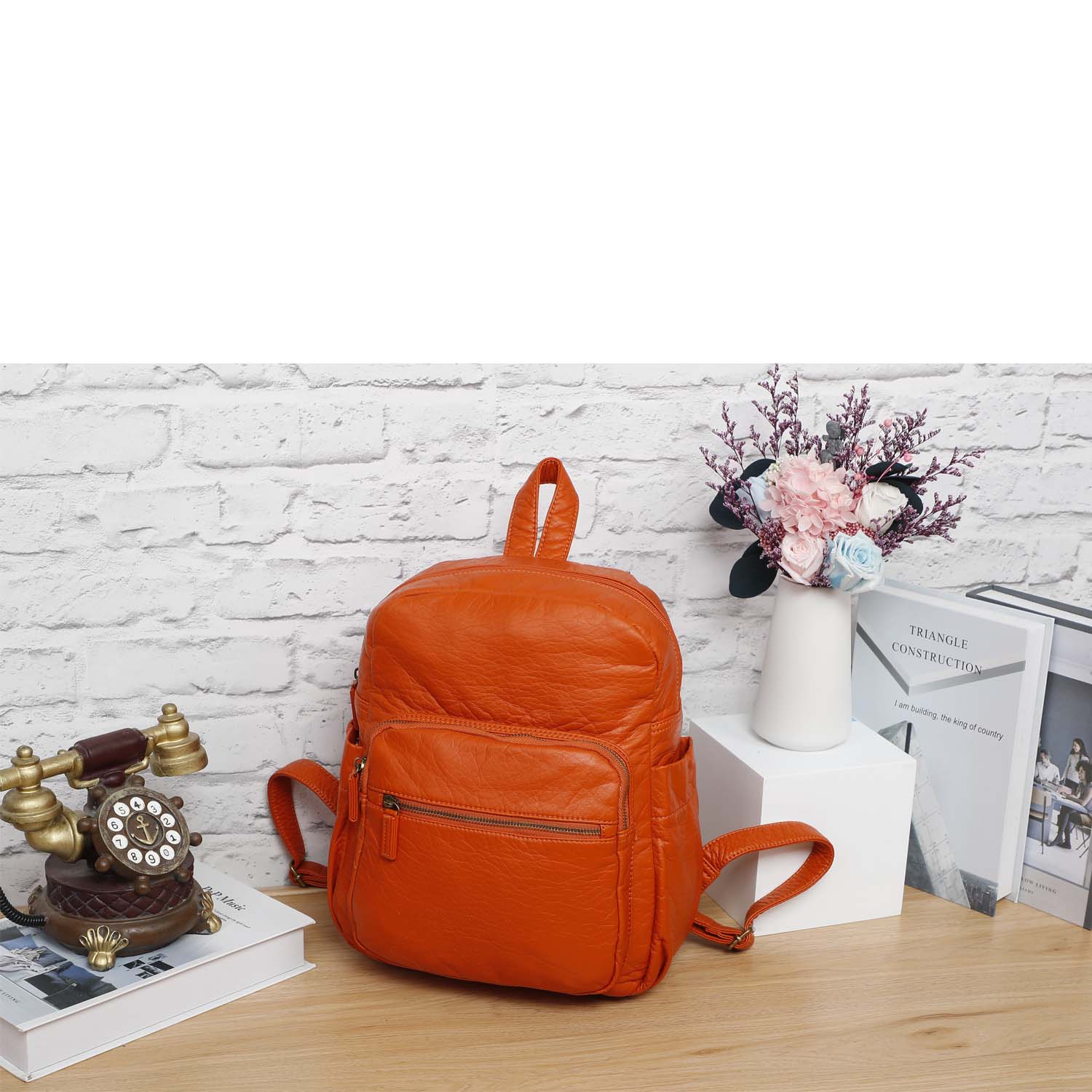 The Marie Backpack Orange Ampere Creations