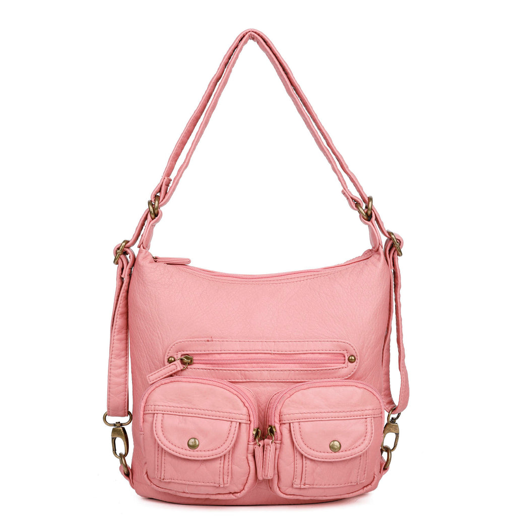 Ampere Creations Mini Convertible Backpack Crossbody Purse Rose Pink