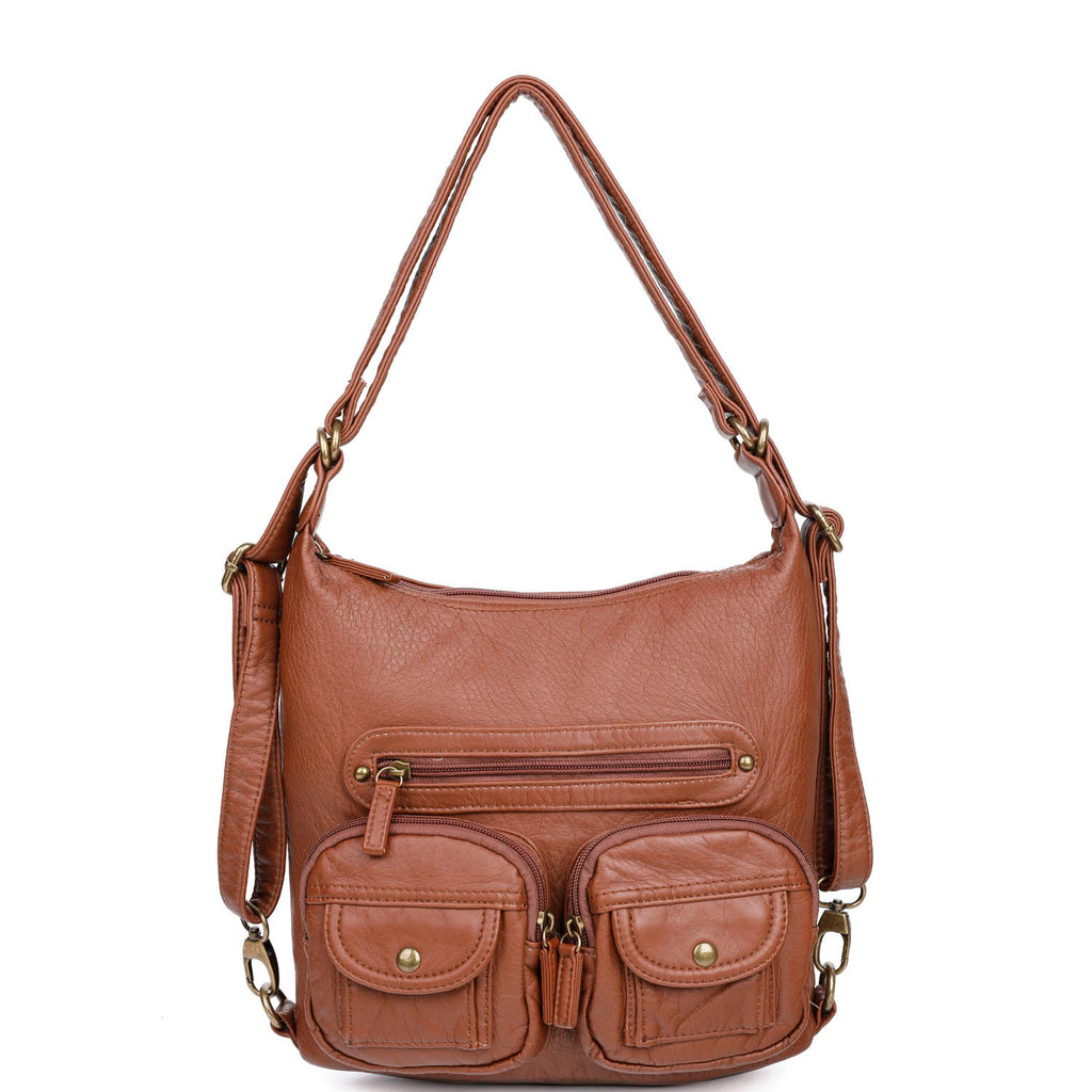 Mini Convertible Backpack - Brown - Ampere Creations
