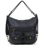 Convertible Crossbody Backpack - Black - Ampere Creations