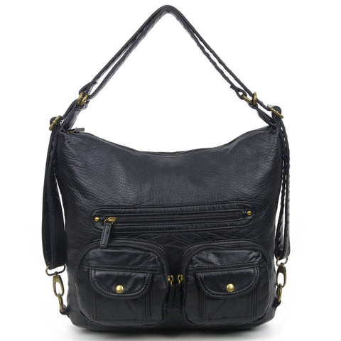 Convertible Crossbody Backpack - Black - Ampere Creations