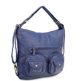 Convertible Crossbody Backpack - Navy Blue - Ampere Creations