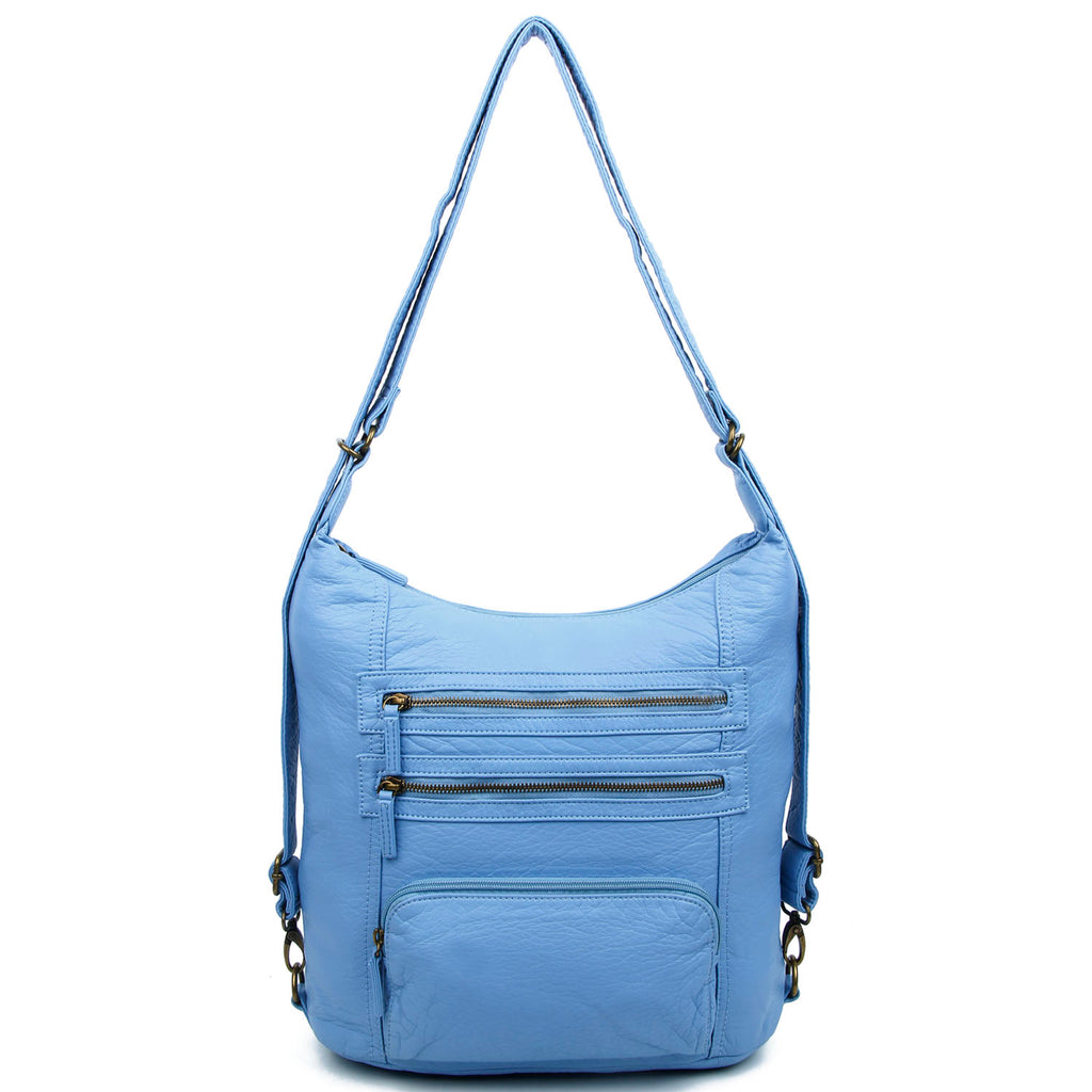 The Lisa Convertible Backpack Crossbody - Baby Blue - Ampere Creations