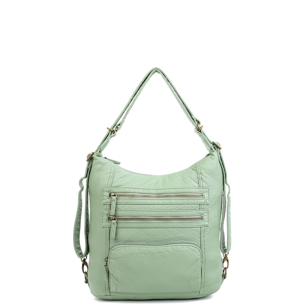 The Lisa Convertible Backpack Crossbody - Seafoam Green - Ampere Creations