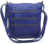 The Camile Three Zip Crossbody - Navy Blue - Ampere Creations